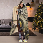 Steampunk Metallic Gears Print Hooded Blanket