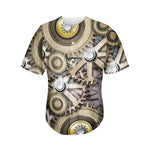 Steampunk Metallic Gears Print Men's Baseball Jersey