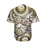 Steampunk Metallic Gears Print Men's Baseball Jersey