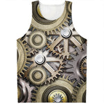 Steampunk Metallic Gears Print Men's Tank Top