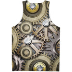 Steampunk Metallic Gears Print Men's Tank Top
