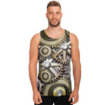 Steampunk Metallic Gears Print Men's Tank Top