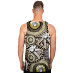 Steampunk Metallic Gears Print Men's Tank Top
