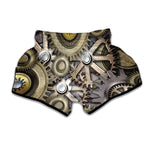 Steampunk Metallic Gears Print Muay Thai Boxing Shorts