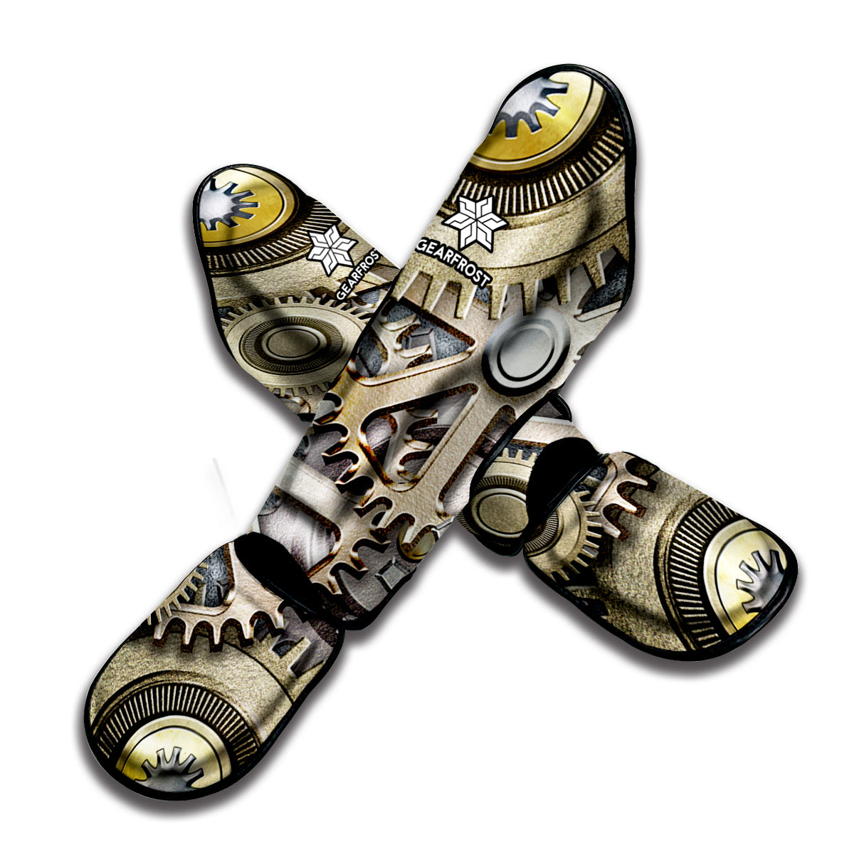 Steampunk Metallic Gears Print Muay Thai Shin Guard