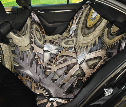 Steampunk Metallic Gears Print Pet Car Back Seat Cover