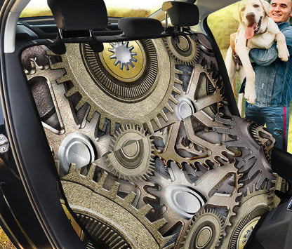 Steampunk Metallic Gears Print Pet Car Back Seat Cover