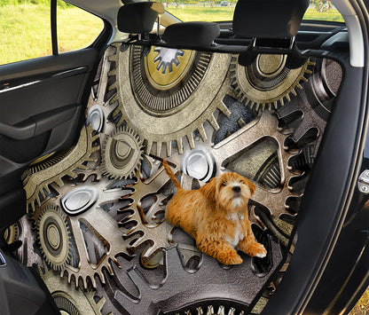 Steampunk Metallic Gears Print Pet Car Back Seat Cover