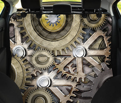 Steampunk Metallic Gears Print Pet Car Back Seat Cover