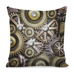 Steampunk Metallic Gears Print Pillow Cover