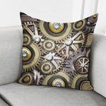Steampunk Metallic Gears Print Pillow Cover