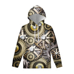 Steampunk Metallic Gears Print Pullover Hoodie