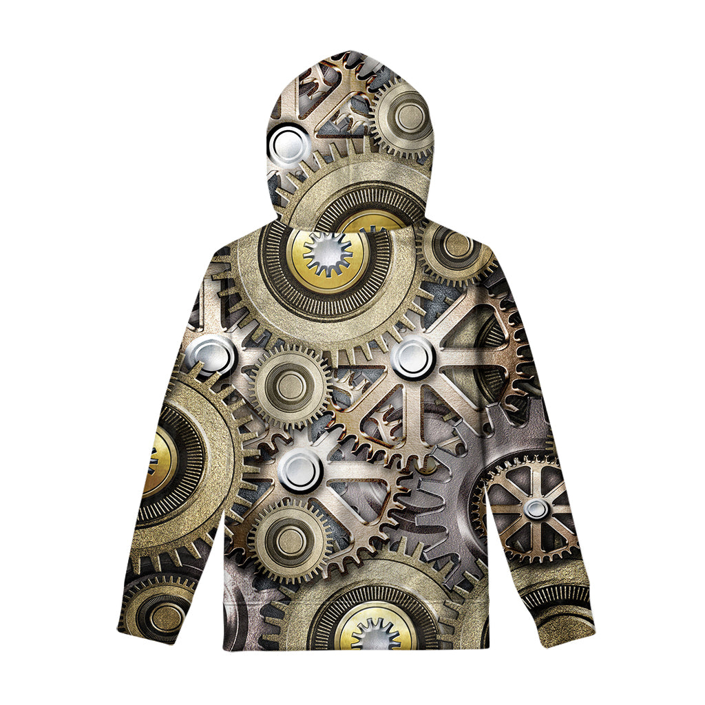 Steampunk Metallic Gears Print Pullover Hoodie