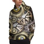 Steampunk Metallic Gears Print Pullover Hoodie