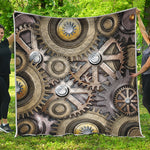 Steampunk Metallic Gears Print Quilt