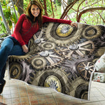 Steampunk Metallic Gears Print Quilt