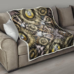 Steampunk Metallic Gears Print Quilt