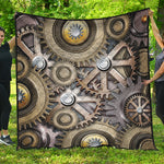 Steampunk Metallic Gears Print Quilt
