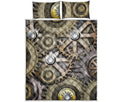 Steampunk Metallic Gears Print Quilt Bed Set