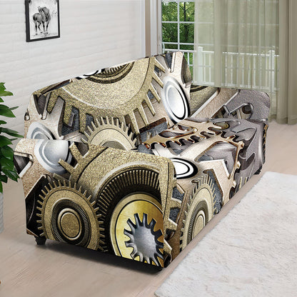 Steampunk Metallic Gears Print Sofa Cover