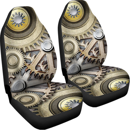 Steampunk Metallic Gears Print Universal Fit Car Seat Covers