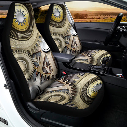 Steampunk Metallic Gears Print Universal Fit Car Seat Covers