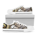 Steampunk Metallic Gears Print White Low Top Sneakers