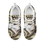 Steampunk Metallic Gears Print White Sneakers