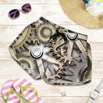 Steampunk Metallic Gears Print Women's Shorts