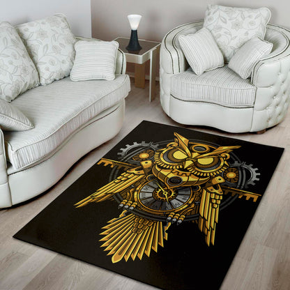 Steampunk Owl Print Area Rug