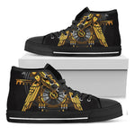 Steampunk Owl Print Black High Top Shoes