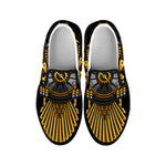 Steampunk Owl Print Black Slip On Shoes