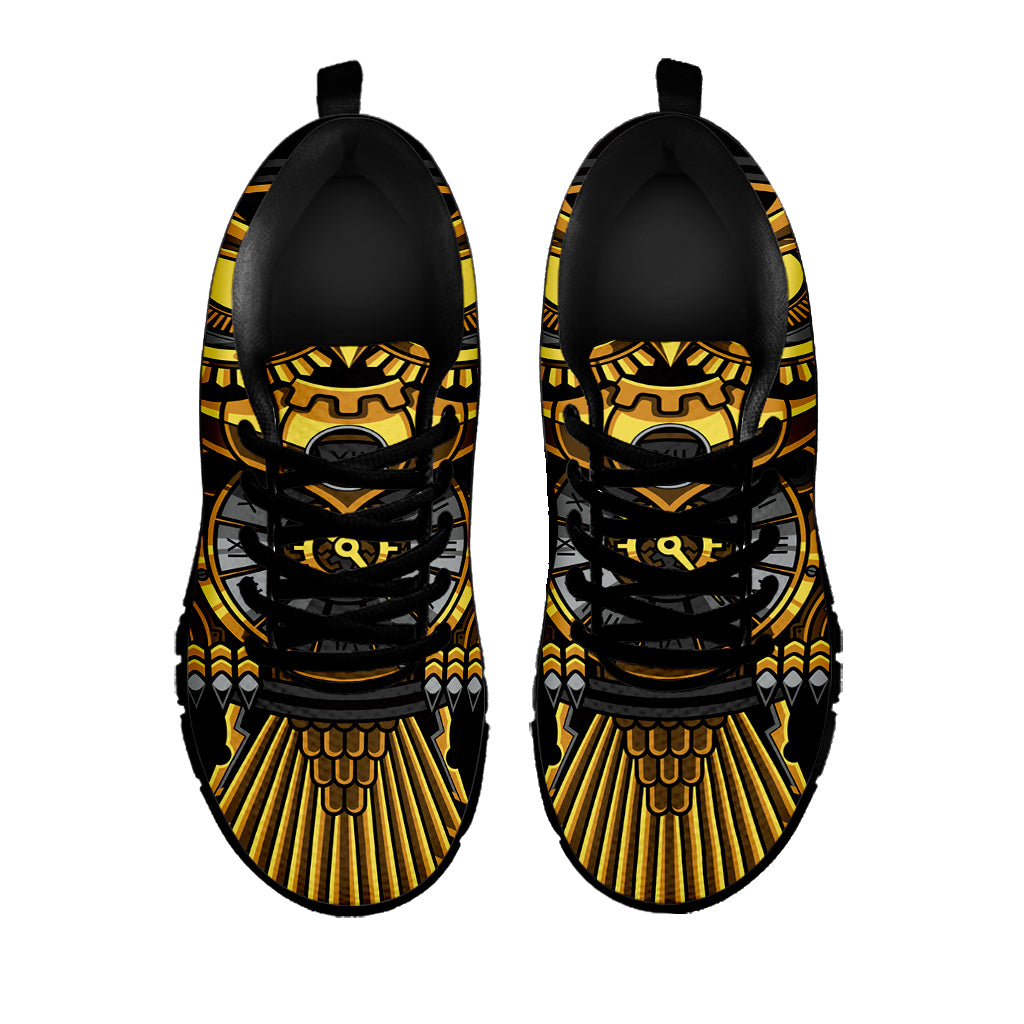 Steampunk Owl Print Black Sneakers