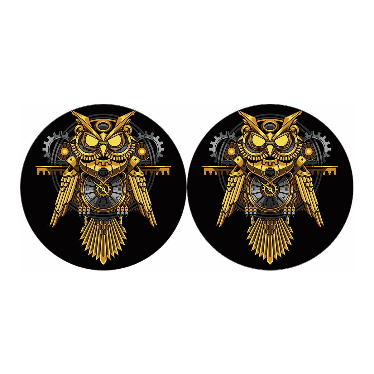 Steampunk Owl Print Car Coasters