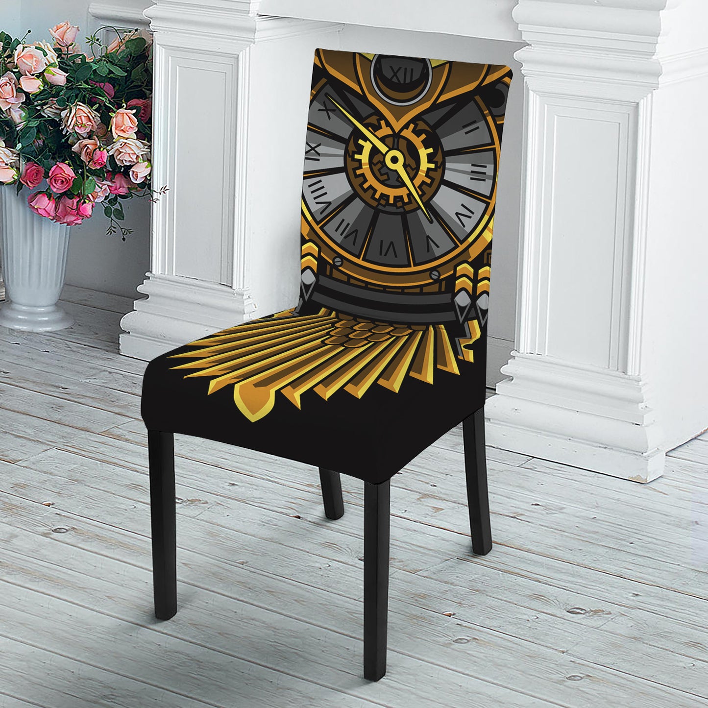 Steampunk Owl Print Dining Chair Slipcover