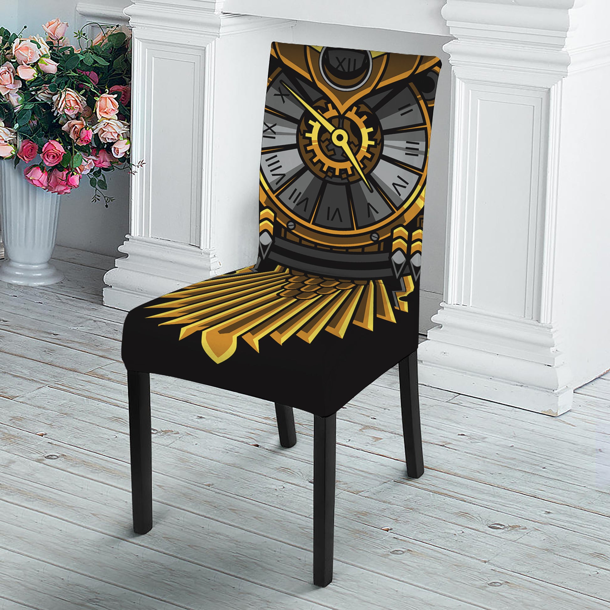 Steampunk Owl Print Dining Chair Slipcover