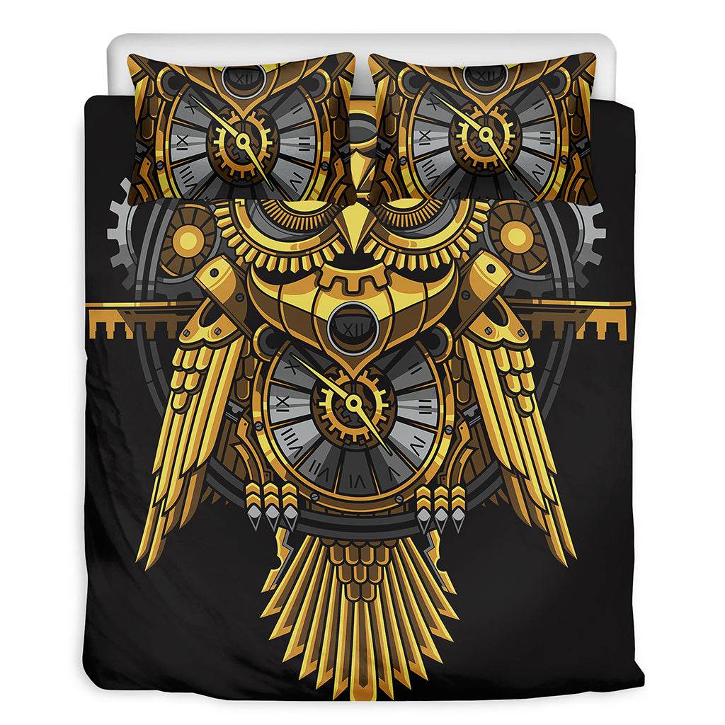 Steampunk Owl Print Duvet Cover Bedding Set