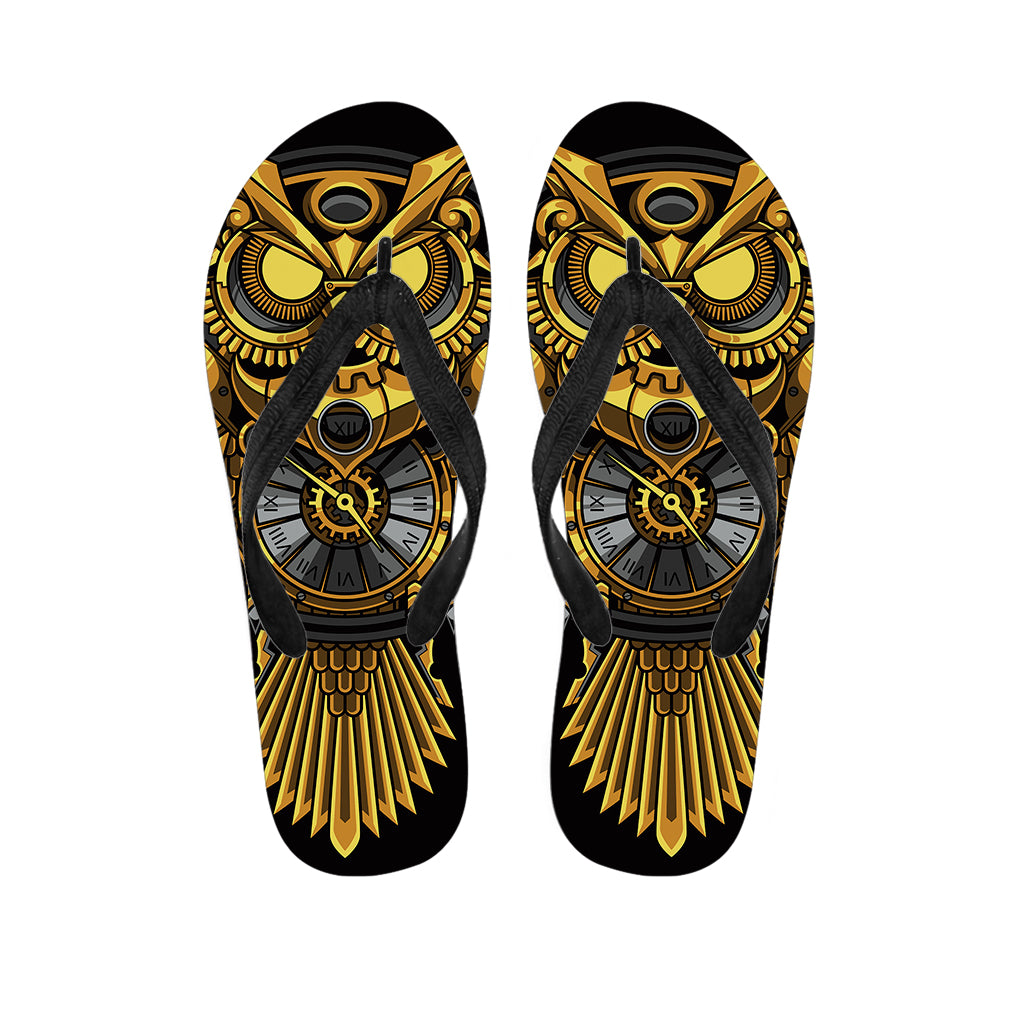 Steampunk Owl Print Flip Flops