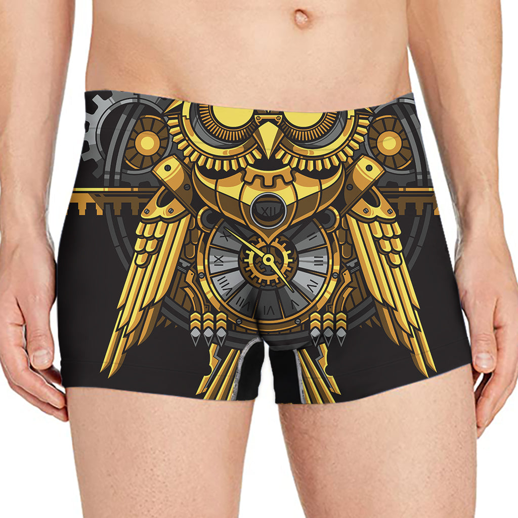 Steampunk Owl Print Men's Boxer Briefs