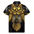 Steampunk Owl Print Men's Short Sleeve Shirt