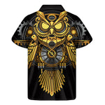 Steampunk Owl Print Men's Short Sleeve Shirt