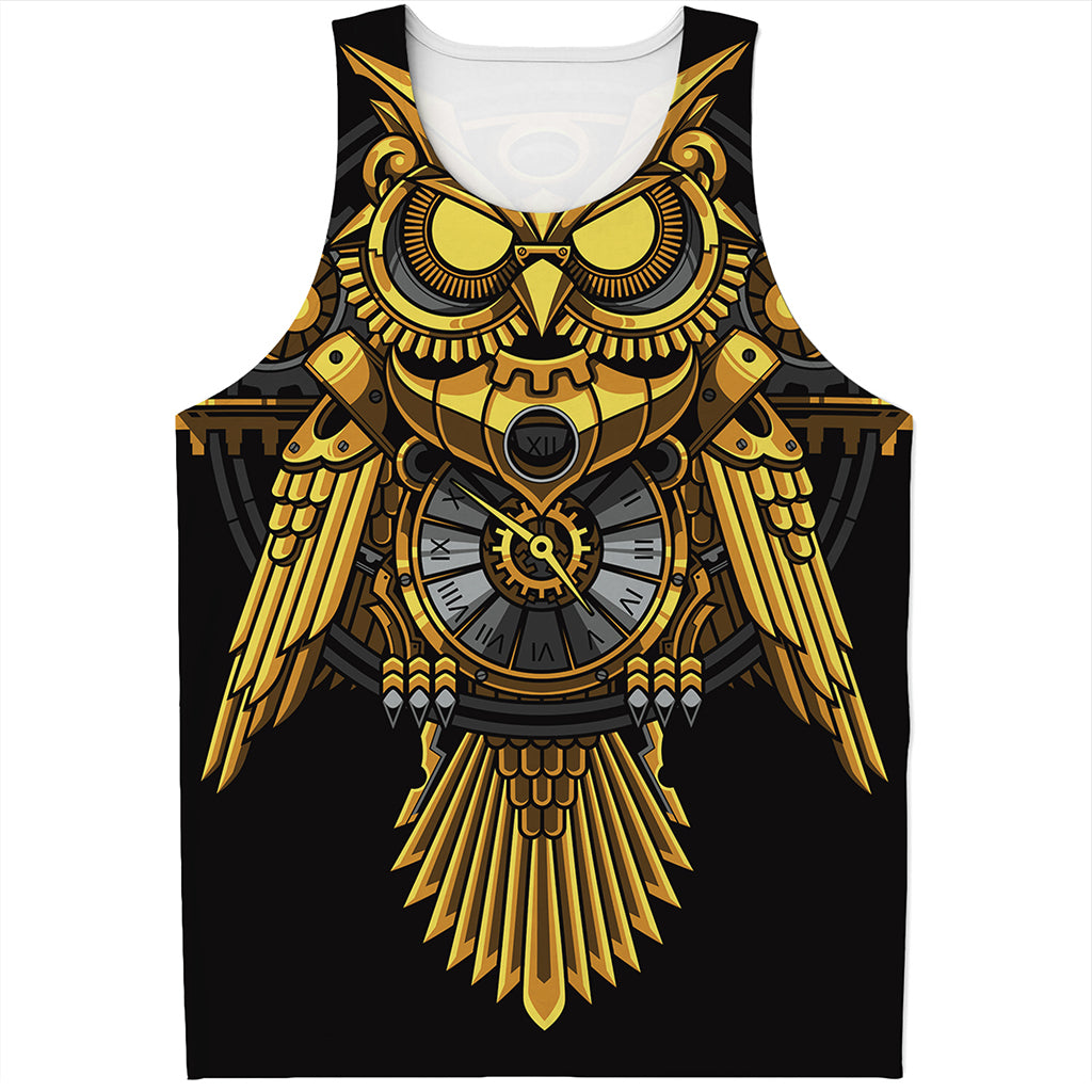 Steampunk Owl Print Men's Tank Top