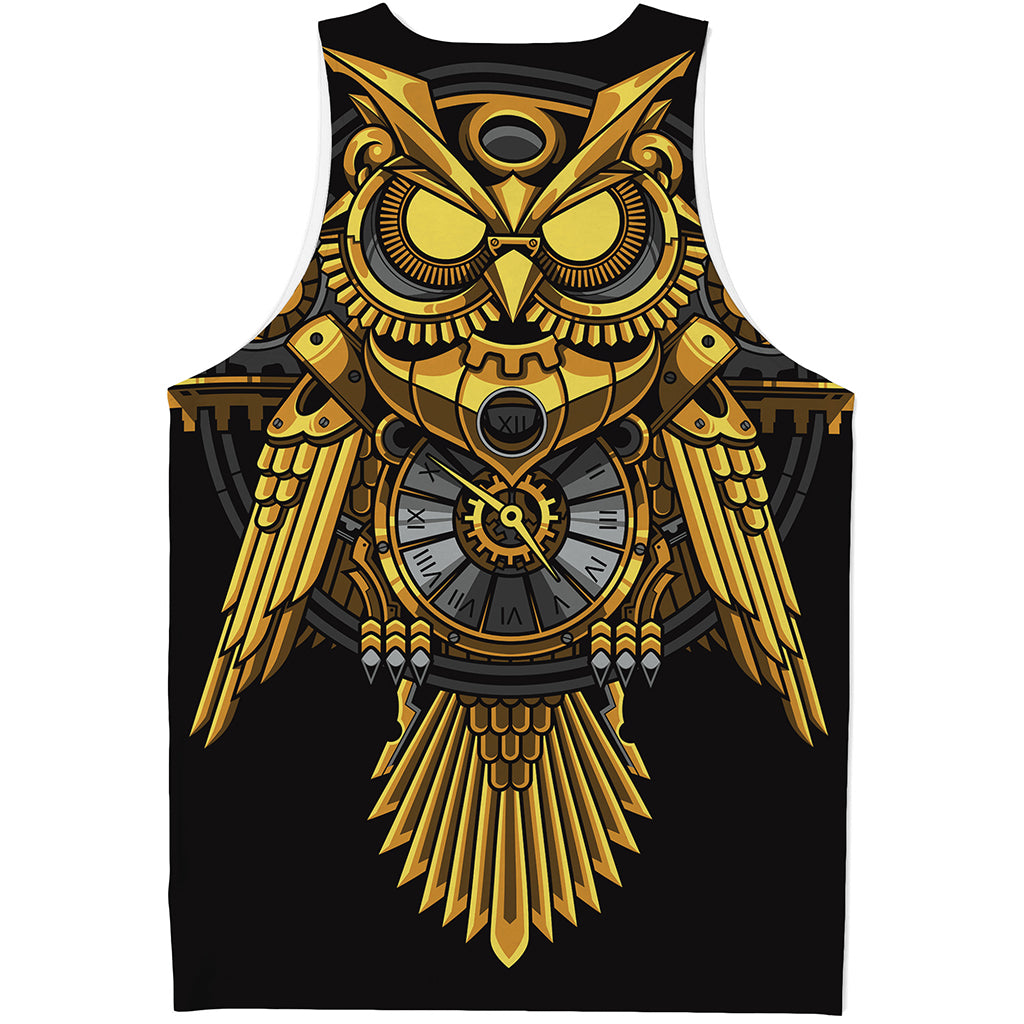 Steampunk Owl Print Men's Tank Top