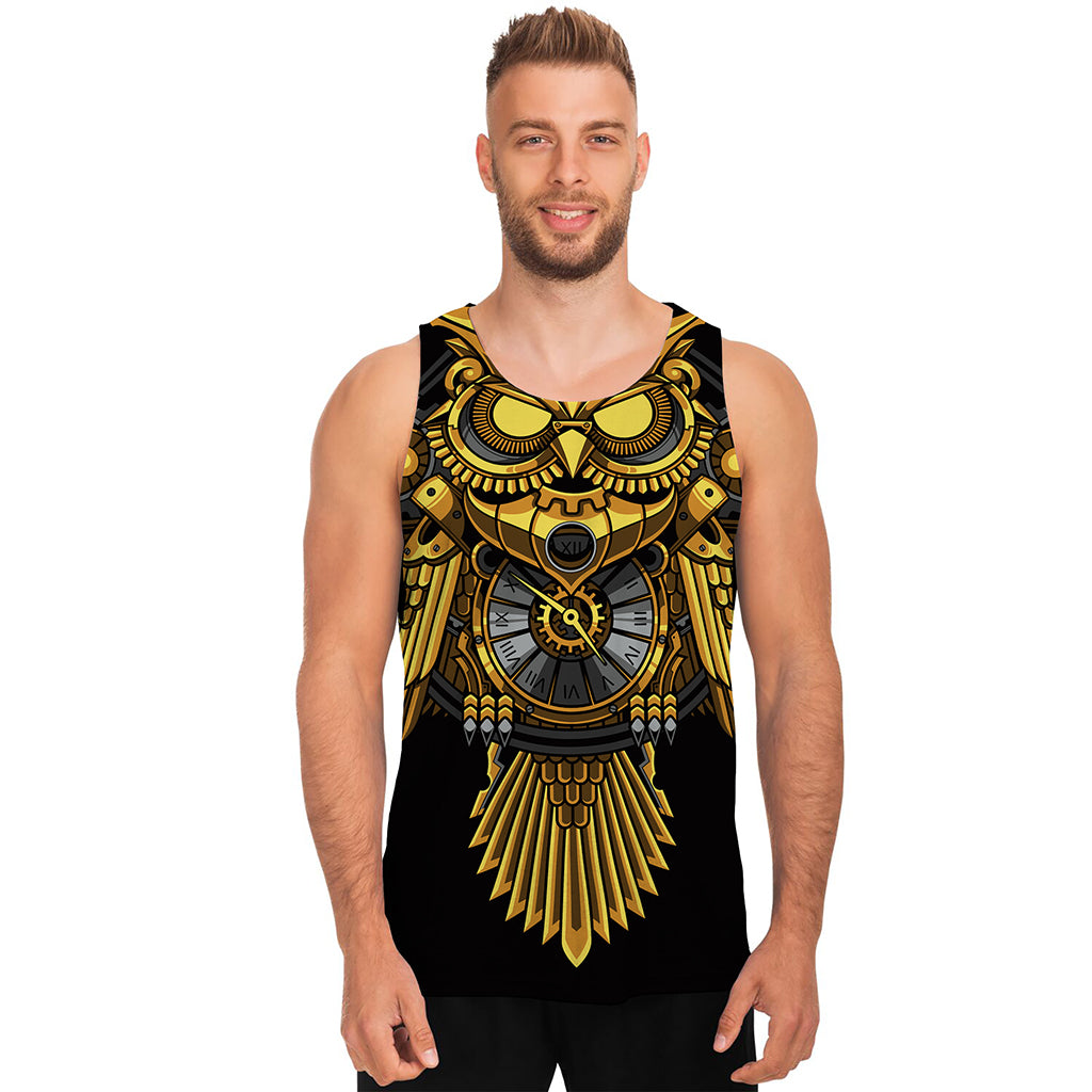 Steampunk Owl Print Men's Tank Top