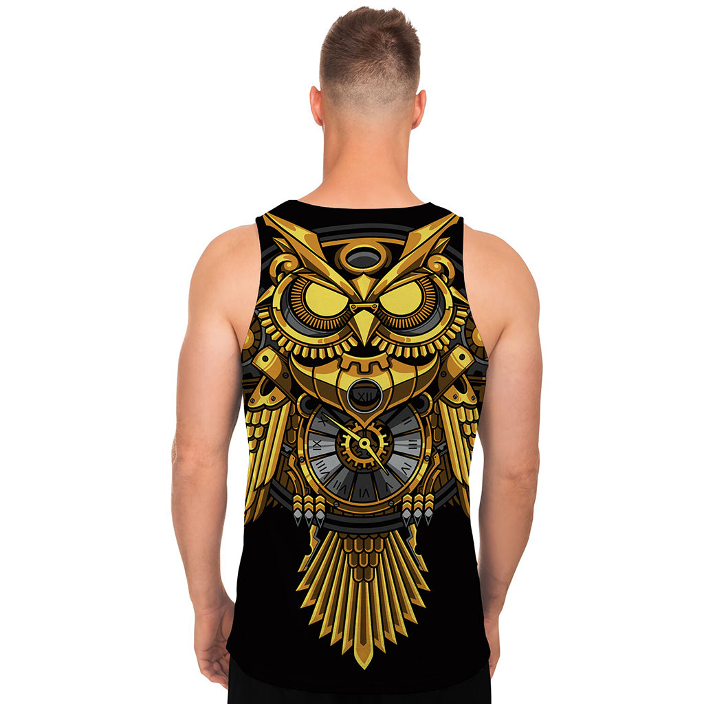 Steampunk Owl Print Men's Tank Top