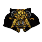 Steampunk Owl Print Muay Thai Boxing Shorts