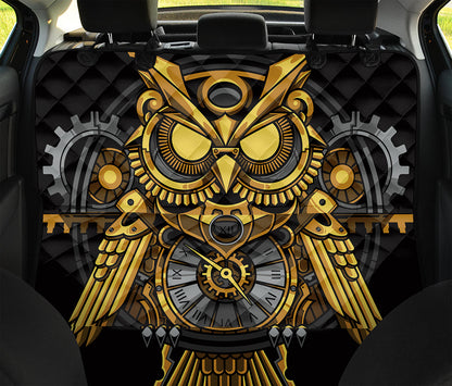Steampunk Owl Print Pet Car Back Seat Cover