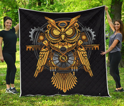Steampunk Owl Print Quilt