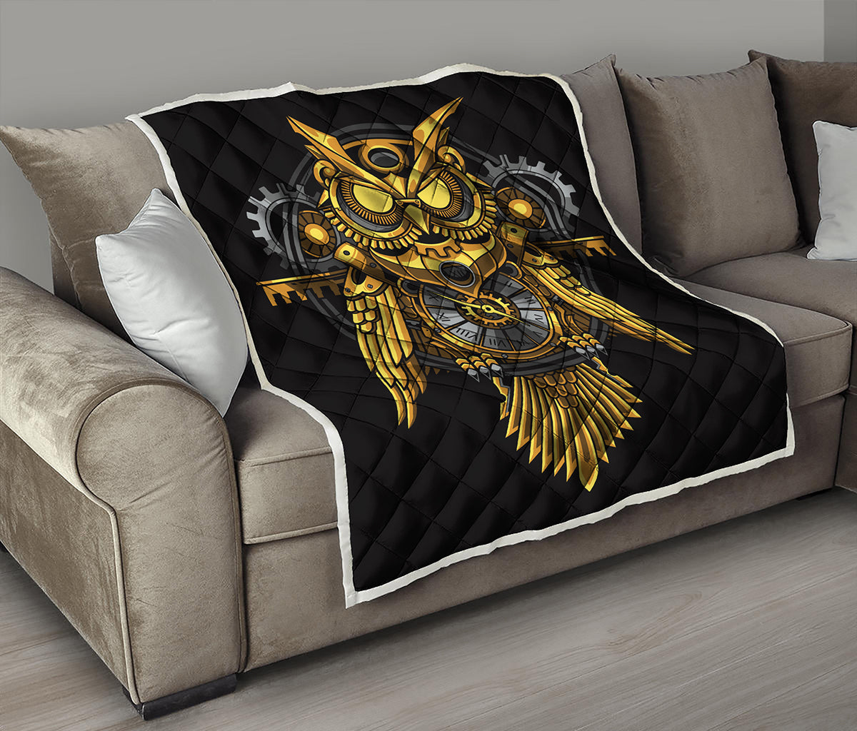 Steampunk Owl Print Quilt