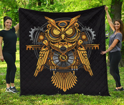 Steampunk Owl Print Quilt